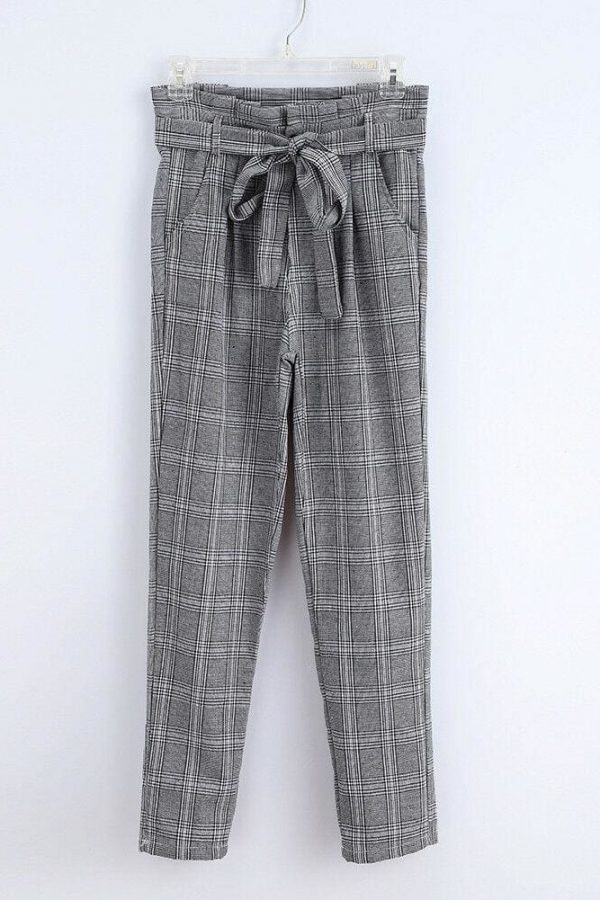 The Best Plaid Harem Pants Women Casual Sweatpants Jogger Fashion Bandage Ruffle High Waist Ankle Length Pants Trousers Online - Takalr