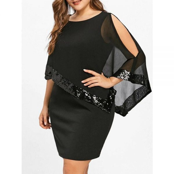 The Best Plus Size Elegant Women Business Office Dress Casual Ladies Formal Bodycon Shawl Tunic Sheath Sequin Pencil Dresses Online - Takalr