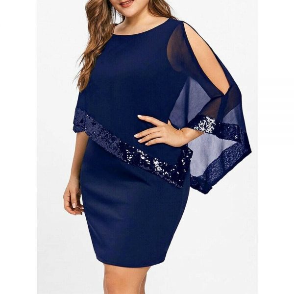 The Best Plus Size Elegant Women Business Office Dress Casual Ladies Formal Bodycon Shawl Tunic Sheath Sequin Pencil Dresses Online - Takalr