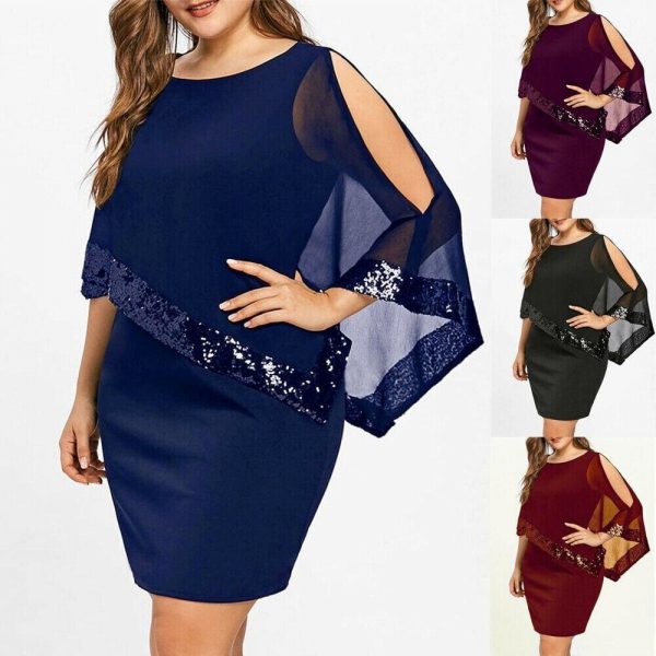 The Best Plus Size Elegant Women Business Office Dress Casual Ladies Formal Bodycon Shawl Tunic Sheath Sequin Pencil Dresses Online - Takalr