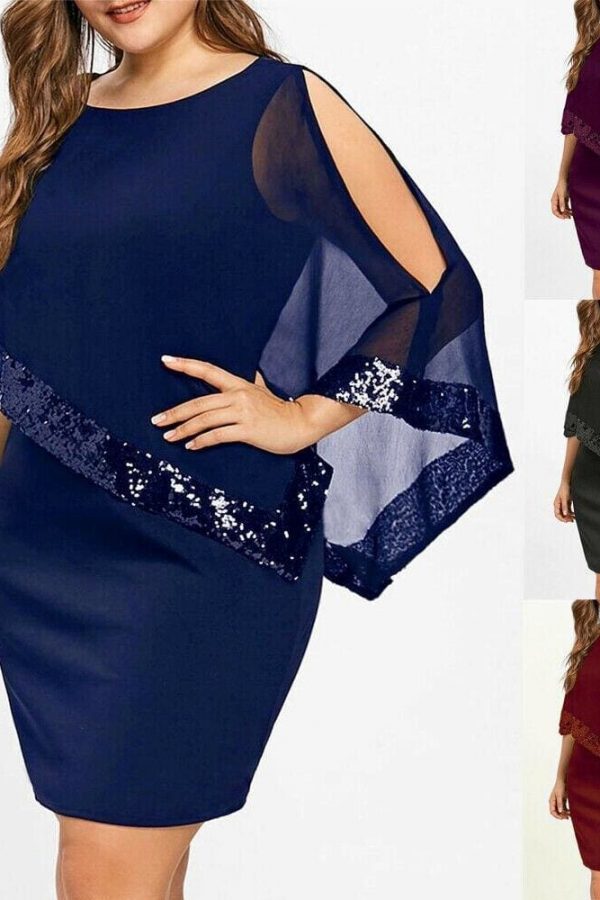 The Best Plus Size Elegant Women Business Office Dress Casual Ladies Formal Bodycon Shawl Tunic Sheath Sequin Pencil Dresses Online - Takalr