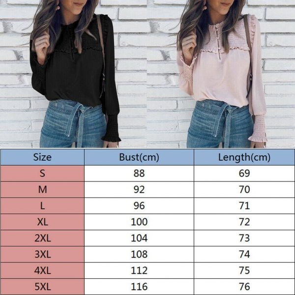 The Best Plus Size Fashion Women Ladies Summer Casual Long Sleeve Loose Blouse Holiday New Chiffon Solid Blouse Shirt Tops Online - Takalr