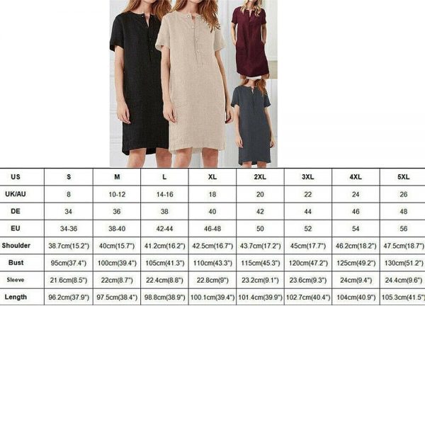 The Best Plus Size Fashion Women Summer Solid O Neck Short Sleeve Cotton Linen Casual Pocket Loose T Shirt Top Women Maxi Dress Sundress Online - Takalr