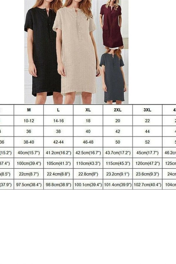 The Best Plus Size Fashion Women Summer Solid O Neck Short Sleeve Cotton Linen Casual Pocket Loose T Shirt Top Women Maxi Dress Sundress Online - Takalr