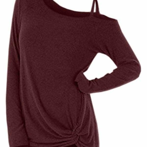 The Best Plus Size Long Sleeve Tshirts One Shoulder T-Shirt Online - Takalr