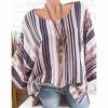 The Best Plus Size New Women Tops Raglan Sleeve Shirt arrival Cotton Linen Striped Baggy Tunic O-Neck Loose Shirt Online - Takalr