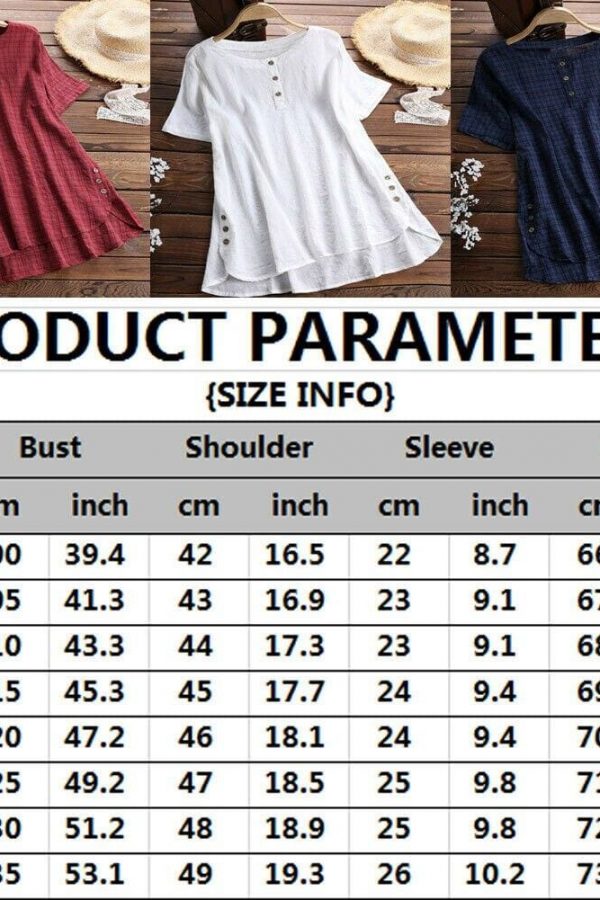 The Best Plus Size Women Summer Button Crew Neck Blouses Loose Baggy Tops Tunic Shirts Ladies Casual Solid Short Sleeve Blouse Online - Takalr