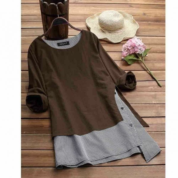 The Best Plus Size Women V Neck Summer Tops Ladies Casual Long Sleeve Tunic Baggy Loose T Shirts Tunic Tops Women Clothes Online - Takalr