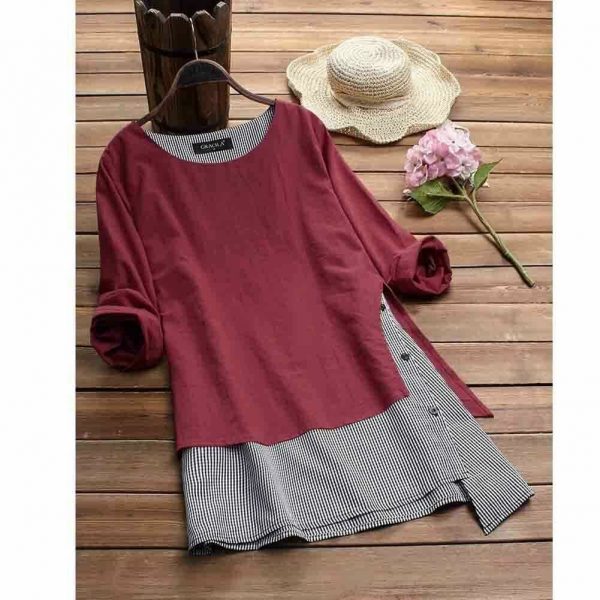 The Best Plus Size Women V Neck Summer Tops Ladies Casual Long Sleeve Tunic Baggy Loose T Shirts Tunic Tops Women Clothes Online - Takalr