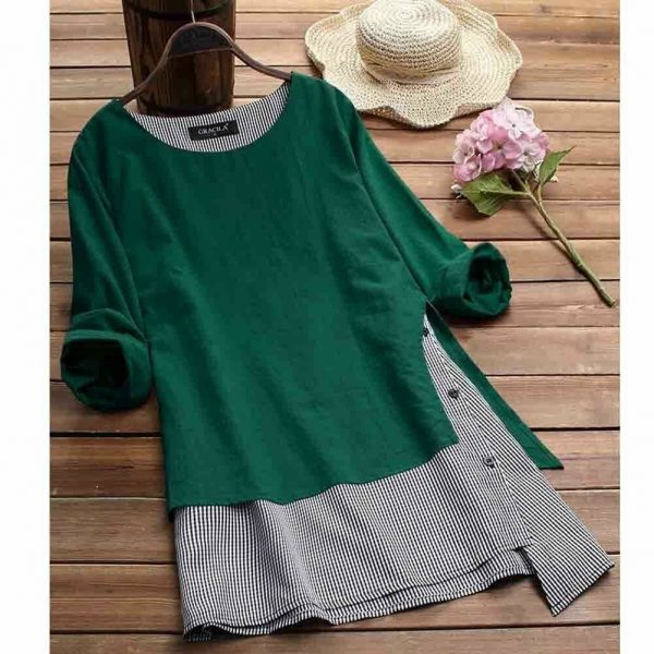 The Best Plus Size Women V Neck Summer Tops Ladies Casual Long Sleeve Tunic Baggy Loose T Shirts Tunic Tops Women Clothes Online - Takalr