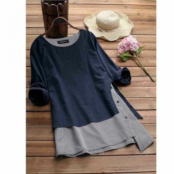 The Best Plus Size Women V Neck Summer Tops Ladies Casual Long Sleeve Tunic Baggy Loose T Shirts Tunic Tops Women Clothes Online - Takalr