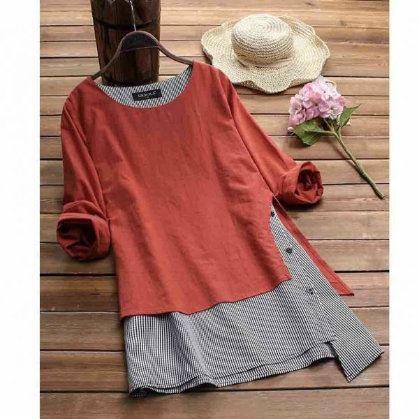 The Best Plus Size Women V Neck Summer Tops Ladies Casual Long Sleeve Tunic Baggy Loose T Shirts Tunic Tops Women Clothes Online - Takalr