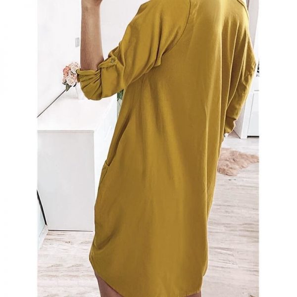 The Best Pocket Casual Dress Women Loose O-Neck Pocket Solid Color Dress Female Vestidos Online - Takalr