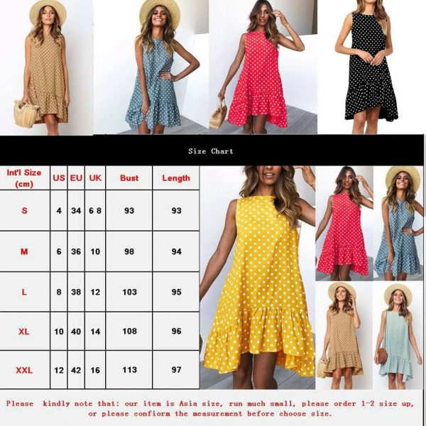 The Best Polka Dot Boho Mini Dress Ladies Summer Beach Holiday Casual Loose Sundress Online - Takalr