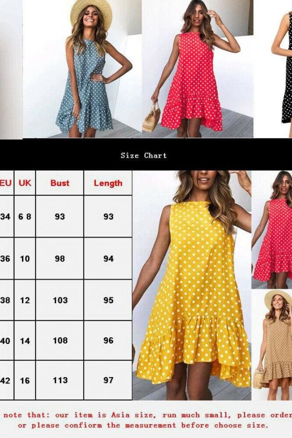 The Best Polka Dot Boho Mini Dress Ladies Summer Beach Holiday Casual Loose Sundress Online - Takalr