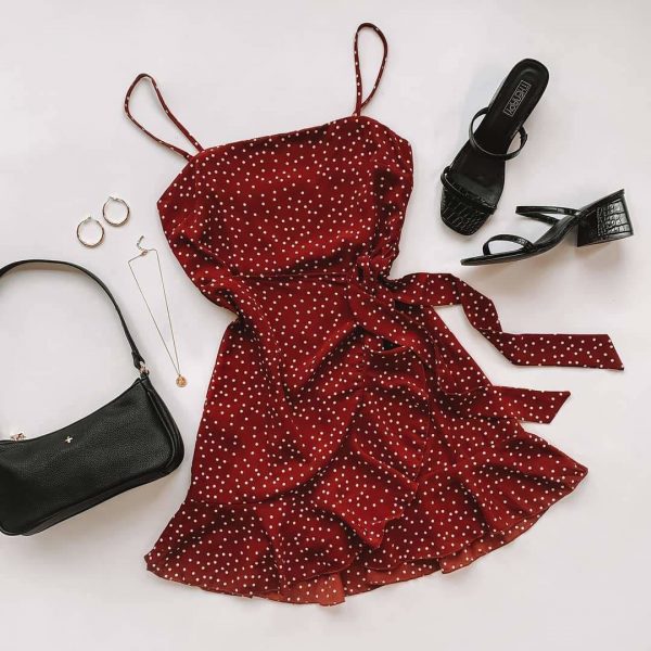 The Best Print Ruffled Wrap Dress Women Strap Mini Sundress Online - Takalr