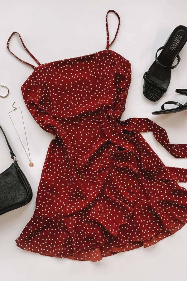 The Best Print Ruffled Wrap Dress Women Strap Mini Sundress Online - Takalr