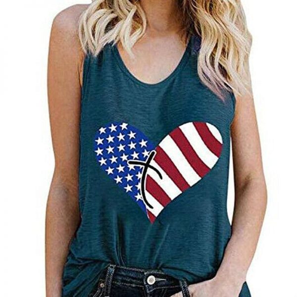 The Best Print Vest Cami Tops Tees Sleeveless Blouse Ladies Casual Loose Tank Tops Online - Takalr