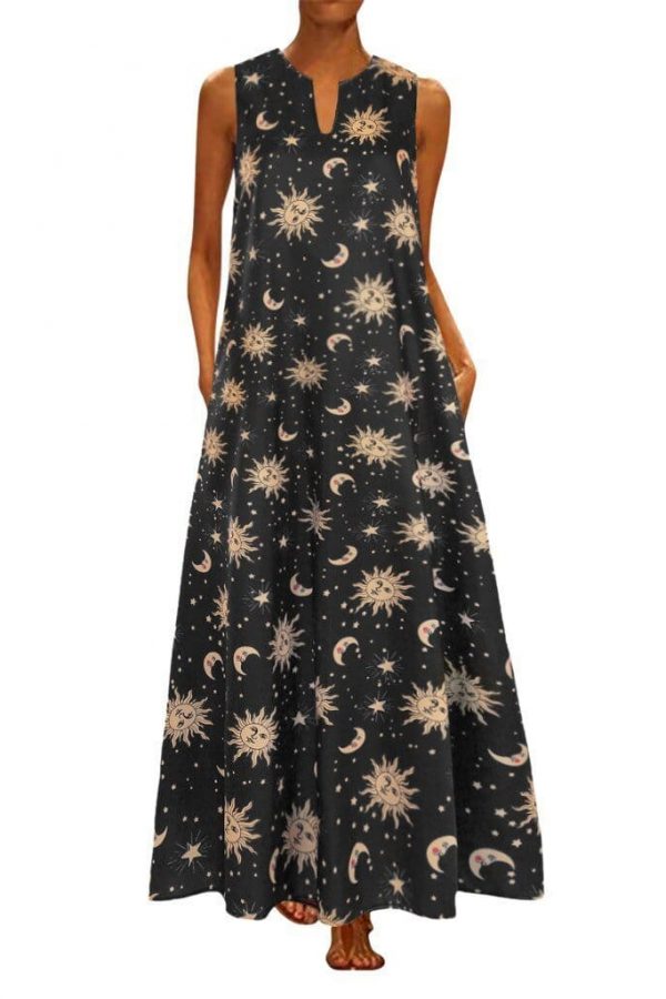 The Best Printed Bohemian Ethnic Style Beach Maxi Dress Online - Source Silk