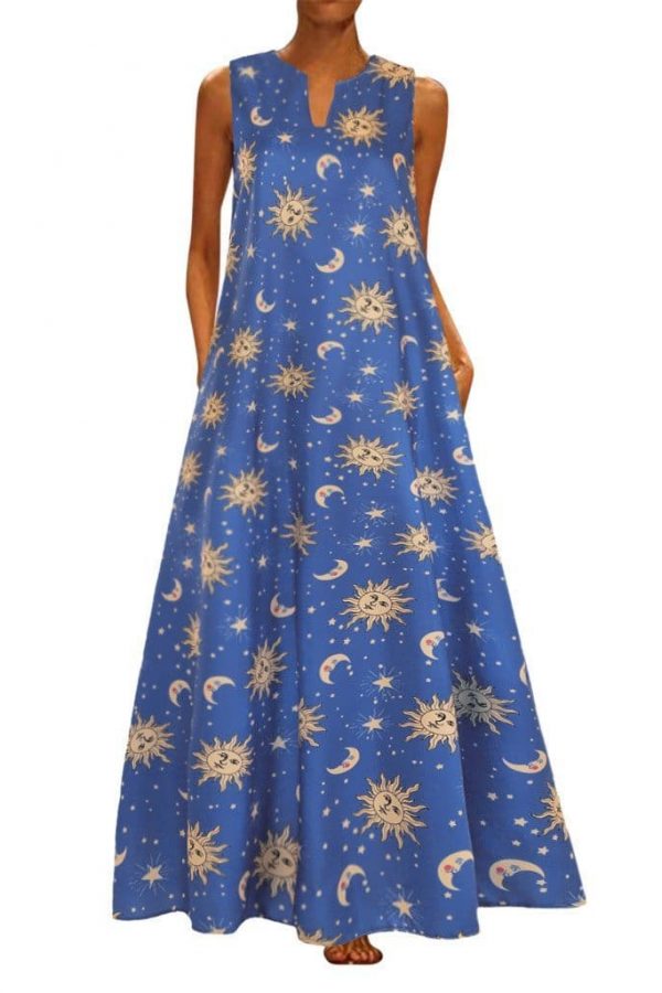 The Best Printed Bohemian Ethnic Style Beach Maxi Dress Online - Source Silk