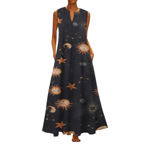 The Best Printed Bohemian Ethnic Style Beach Maxi Dress Online - Source Silk