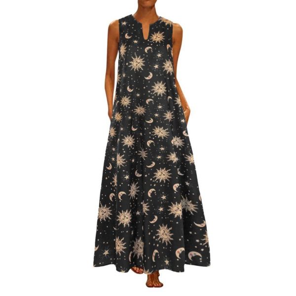 The Best Printed Bohemian Ethnic Style Beach Maxi Dress Online - Source Silk