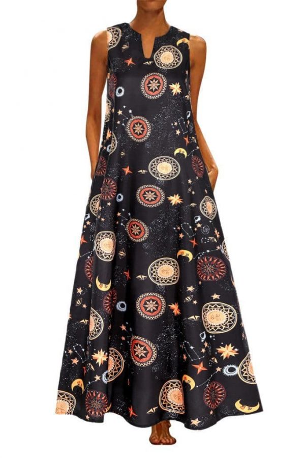 The Best Printed Bohemian Ethnic Style Beach Maxi Dress Online - Source Silk