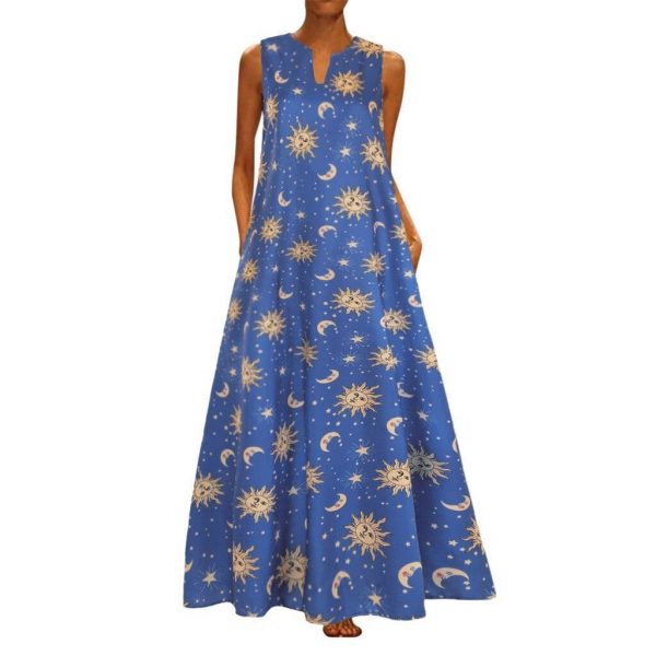 The Best Printed Bohemian Ethnic Style Beach Maxi Dress Online - Source Silk