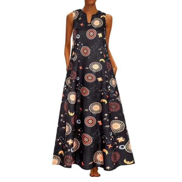 The Best Printed Bohemian Ethnic Style Beach Maxi Dress Online - Source Silk