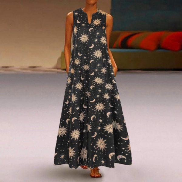 The Best Printed Bohemian Ethnic Style Beach Maxi Dress Online - Source Silk