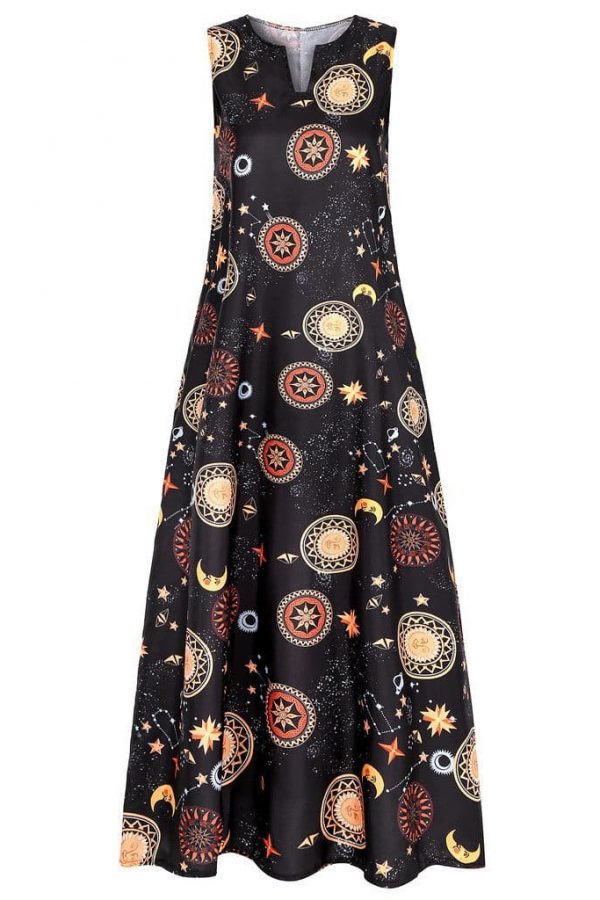 The Best Printed Bohemian Ethnic Style Beach Maxi Dress Online - Source Silk