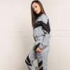 Silver Black Reflective Color Block Sports Hoodie Pants Suit Set - Takalr