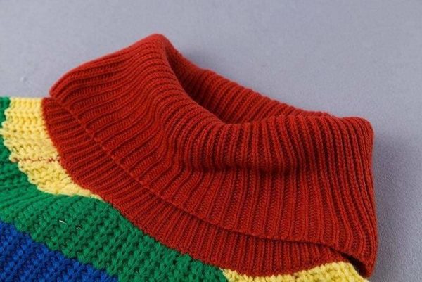 The Best Rainbow Turtleneck Sweaters Women Fashion Striped Oversized Pullover Online - Source Silk