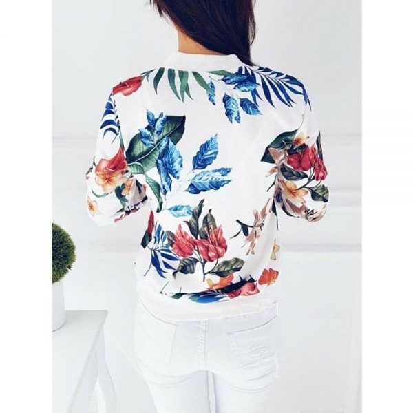 The Best Retro Floral Printed Short Jacket Woman Zipper Bomber Female Spring Outwear Casual Long Sleeve Fashion Women's Clothes Online - Takalr