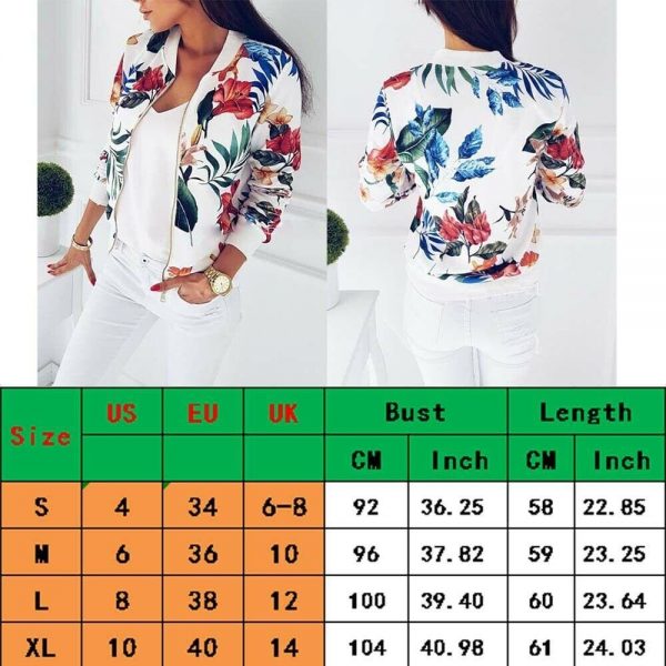 The Best Retro Floral Printed Short Jacket Woman Zipper Bomber Female Spring Outwear Casual Long Sleeve Fashion Women's Clothes Online - Takalr