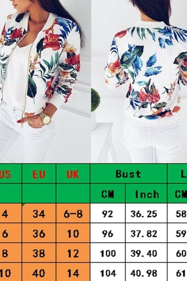 The Best Retro Floral Printed Short Jacket Woman Zipper Bomber Female Spring Outwear Casual Long Sleeve Fashion Women's Clothes Online - Takalr