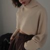 The Best Retro Turtleneck Women Sweater Long Sleeve High Waist Knitted Pullover Online - Takalr