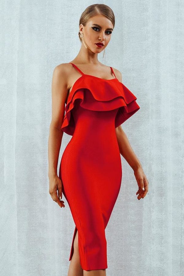 The Best Ruffled Sling Red Dress Ruffled Dresses for Women Online - Takalr