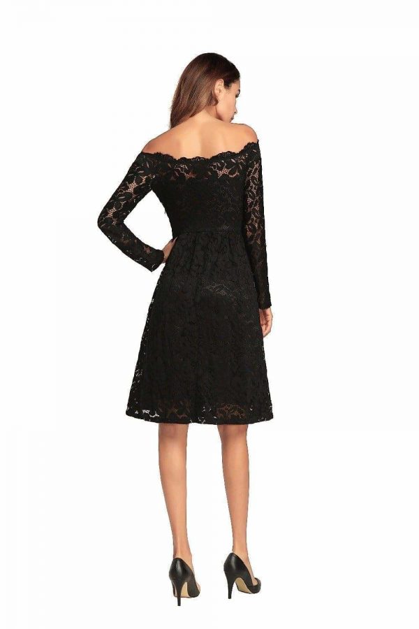 The Best sexy patchwork lace dress slash neck fashion a-line dress Online - Source Silk