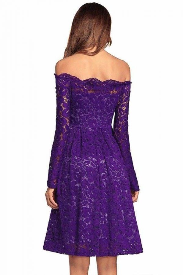 The Best sexy patchwork lace dress slash neck fashion a-line dress Online - Source Silk