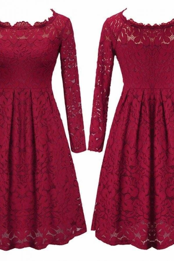 The Best sexy patchwork lace dress slash neck fashion a-line dress Online - Source Silk