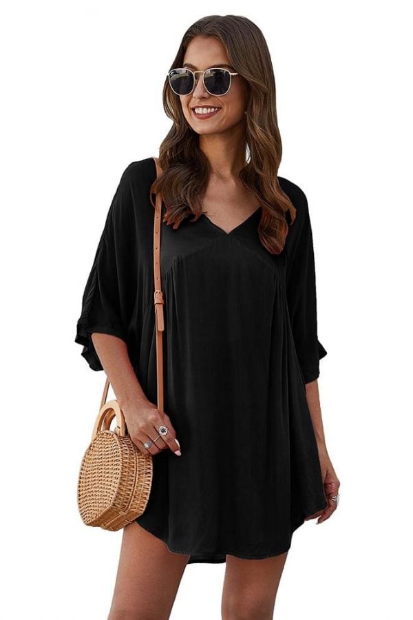 The Best Short Sleeve Tunic Top Pullover Ladies Casual Solid Loose Jumper Blouse Tee Shirt Online - Takalr