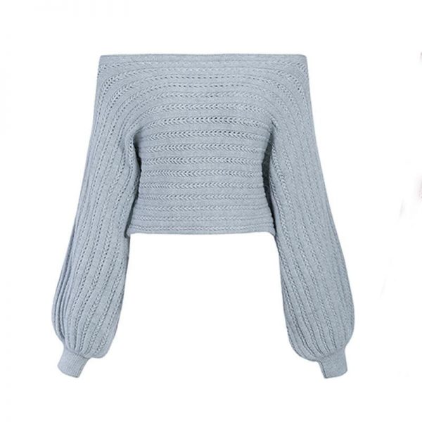 The Best Simple off shoulder knitting pullover Lantern long sleeve women sweater Online - Takalr