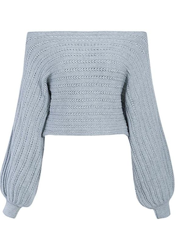 The Best Simple off shoulder knitting pullover Lantern long sleeve women sweater Online - Takalr