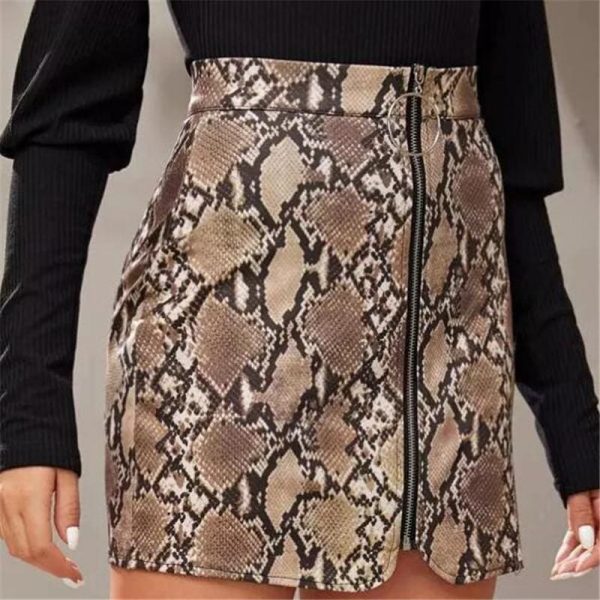 The Best Snake Skin Printed Slim Skirt Women High Waist Mini Pencil Skirt Online - Takalr