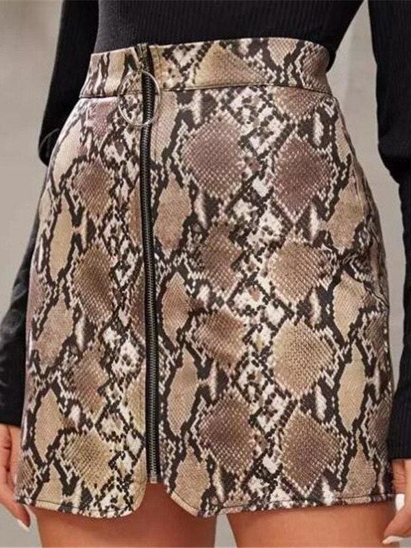 The Best Snake Skin Printed Slim Skirt Women High Waist Mini Pencil Skirt Online - Takalr