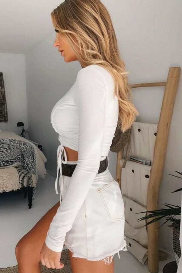 The Best Solid Tank Top Ladies Long Sleeve Crop Top Shirt Cami Top Workout Fitness Outwear Online - Takalr