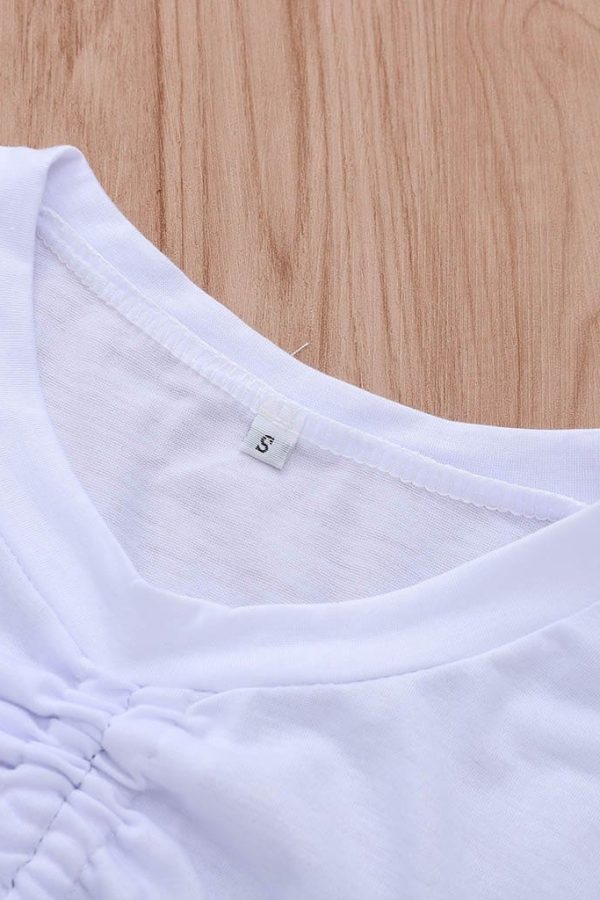 The Best Solid White Casual Tops Camis Women's Summer Short Sleeve Bandage Tops Casual Vest Tank Tops T-Shirt Online - Takalr