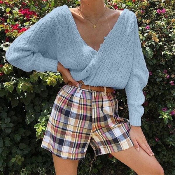 The Best Spring Autumn Women Ladies Knitted Cardigan Solid Color Long Sleeve V-neck Sweater Fashionable Button Sweater Online - Takalr