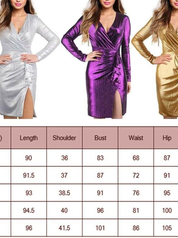 The Best Spring Autumn Wrap Bandage Bodycon Dresses Women Deep V Neck Mini Dress Gold Elegant Silver Summer Party Dress Vestidos Online - Takalr